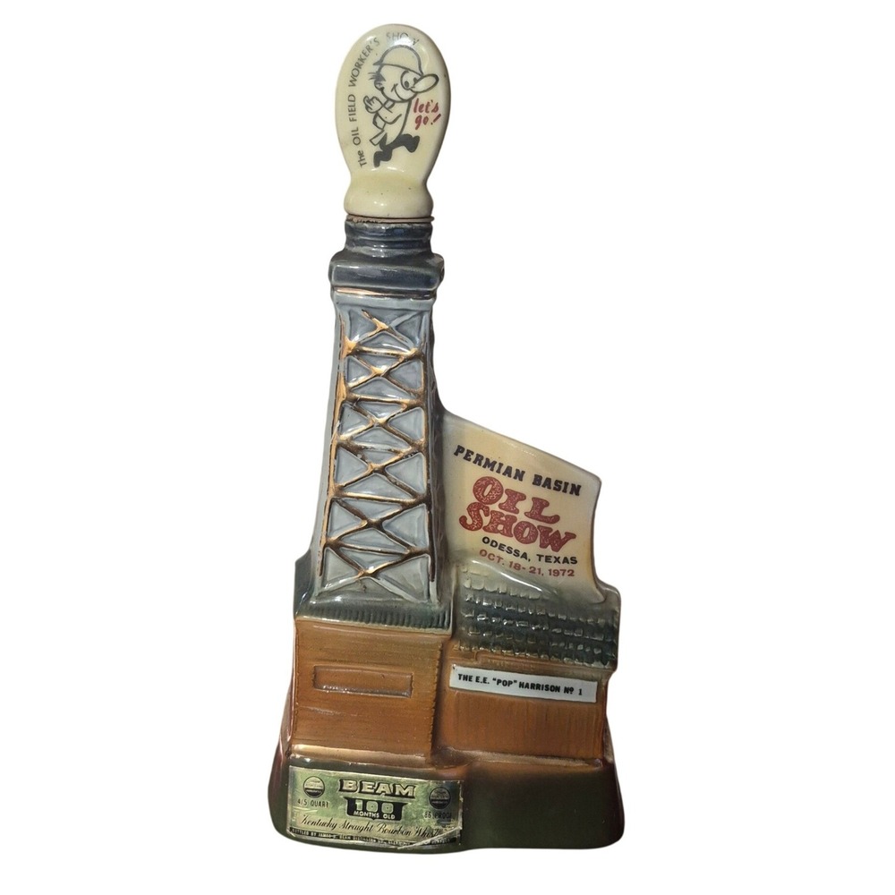 Jim Beam Permian Basin Oil Show 1972 KY-DRB-230 Decanter Regal China READ